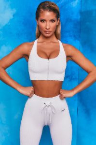 Flex Ribbed Zip Front Crop Top in White sold by Oh Polly