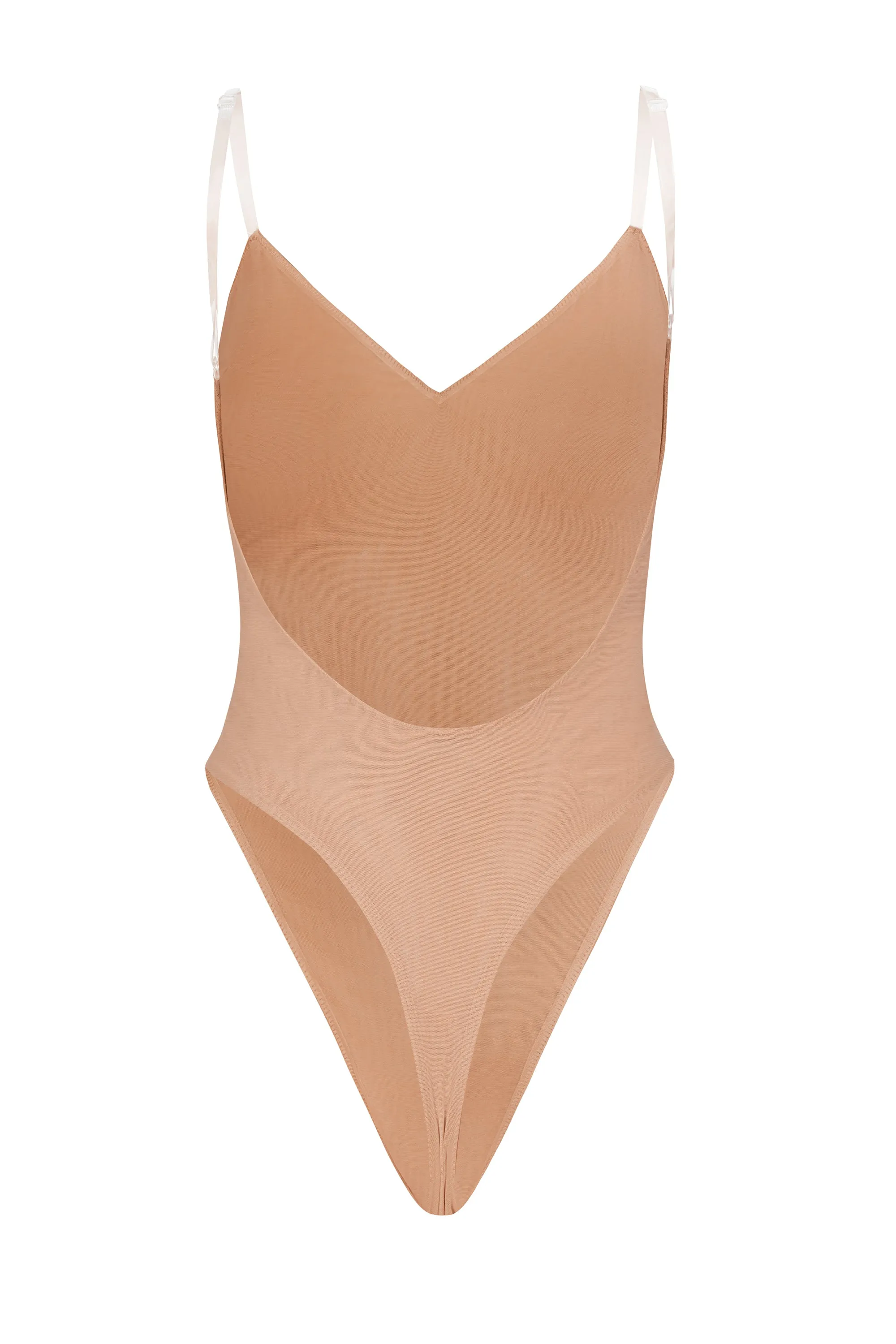 Soft Mesh V-Neck Bodysuit in Warm Peach sold by Oh Polly product image thumbnail 2