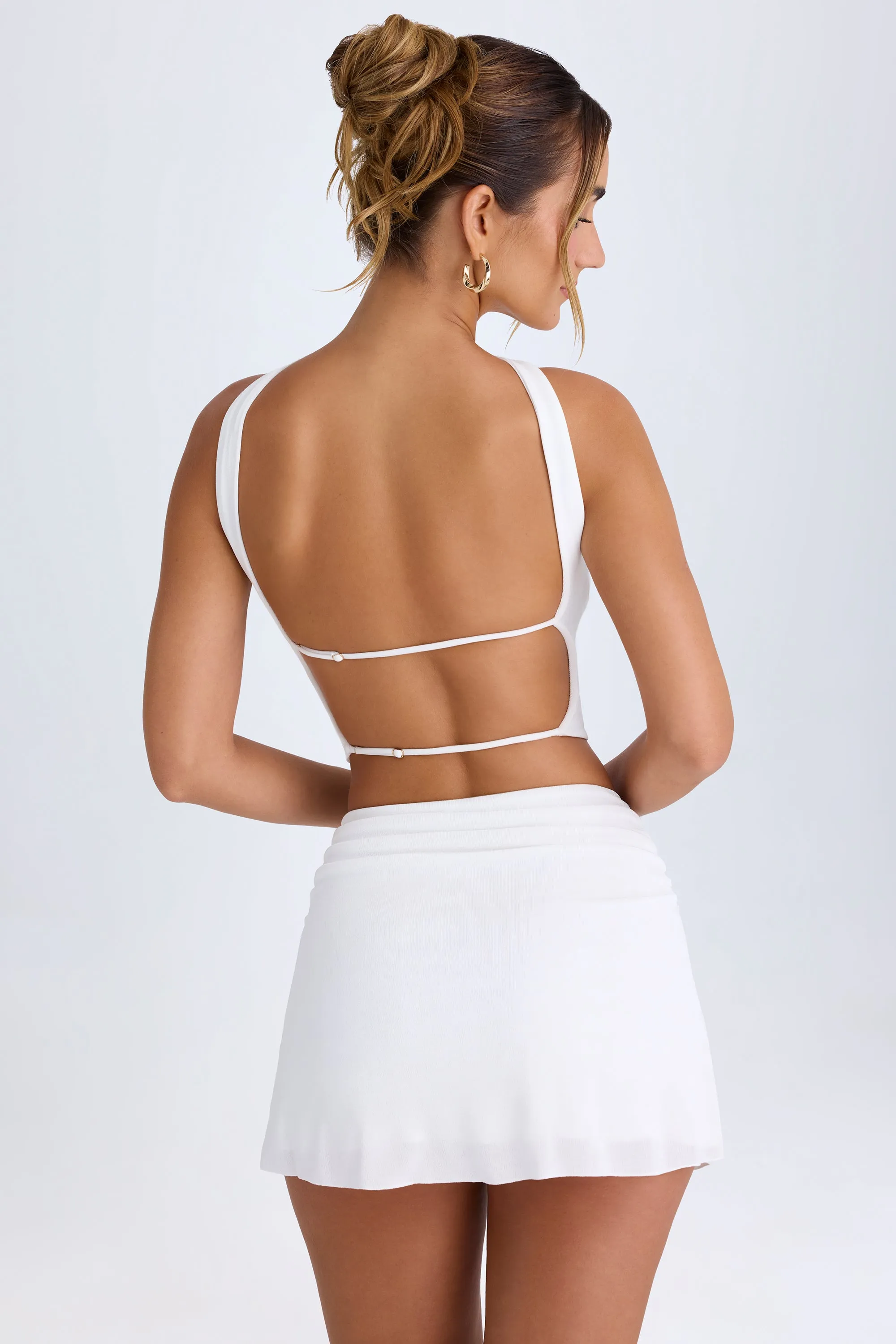 Ruched Mid-Rise Mini Skirt in White sold by Oh Polly product image thumbnail 2