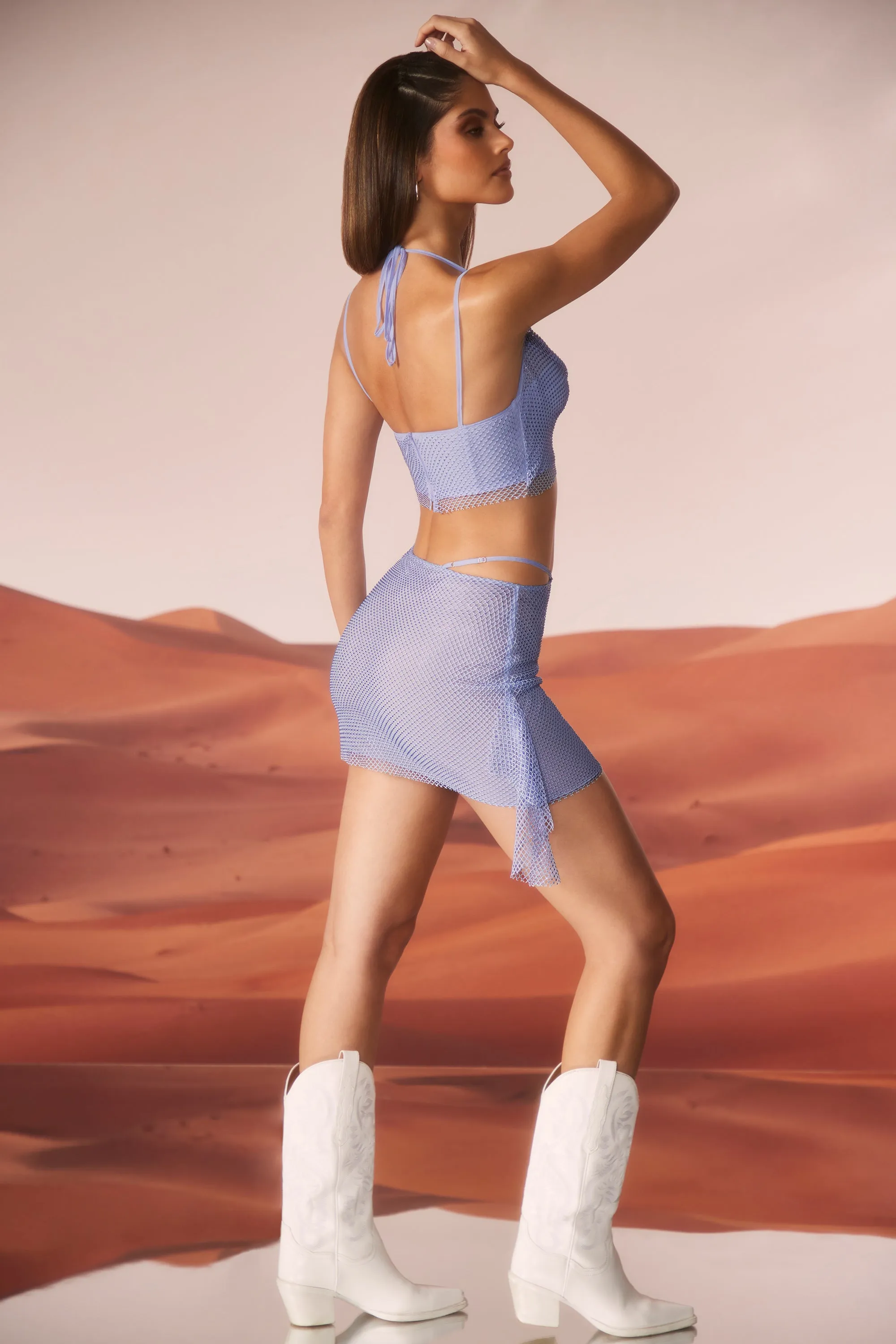 Embellished Strap Detail Mini Skirt in Blue sold by Oh Polly product image thumbnail 3