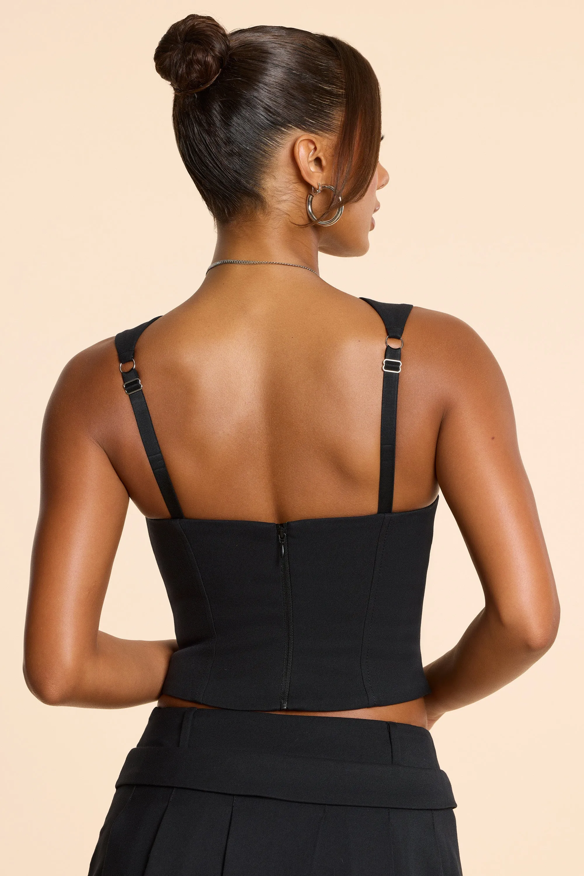 Brushed Twill Square Neck Tailored Top in Black sold by Oh Polly product image thumbnail 2