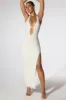 Embellished Plunge Neck Low Back Evening Gown in Ivory sold by Oh Polly