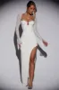 Embellished Side Split Maxi Dress in White sold by Oh Polly