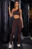 High Waist Split Flare Ribbed Leggings in Brown sold by Oh Polly