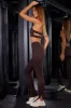 High Waist Split Flare Ribbed Leggings in Brown sold by Oh Polly