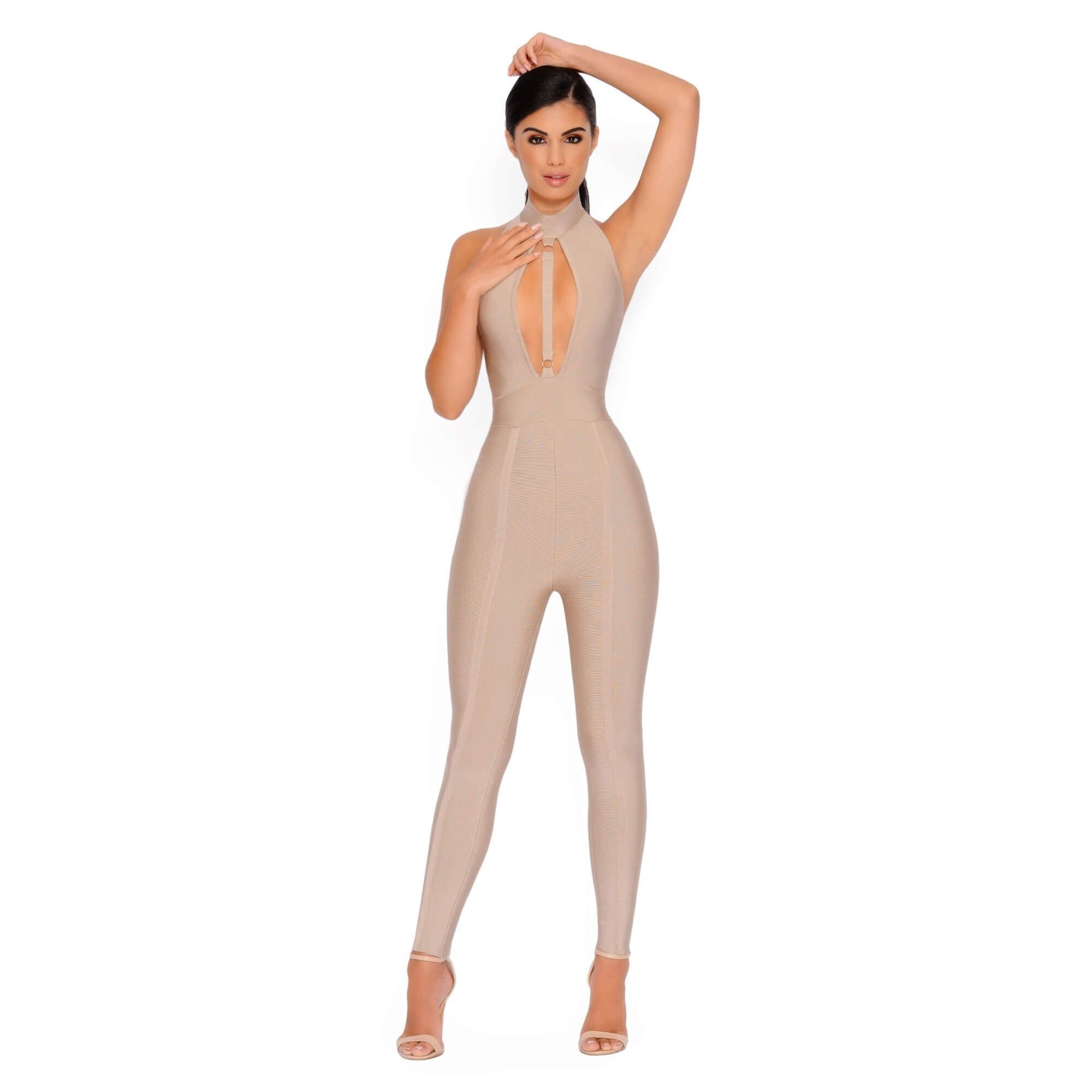Cut Above The Rest Keyhole Bandage Jumpsuit in Coffee sold by Oh Polly product image thumbnail 3