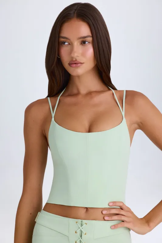 Halterneck Corset Top in Green sold by Oh Polly
