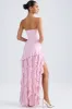 Ruffle-Trim Strapless Gown in Light Pink sold by Oh Polly