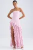 Ruffle-Trim Strapless Gown in Light Pink sold by Oh Polly