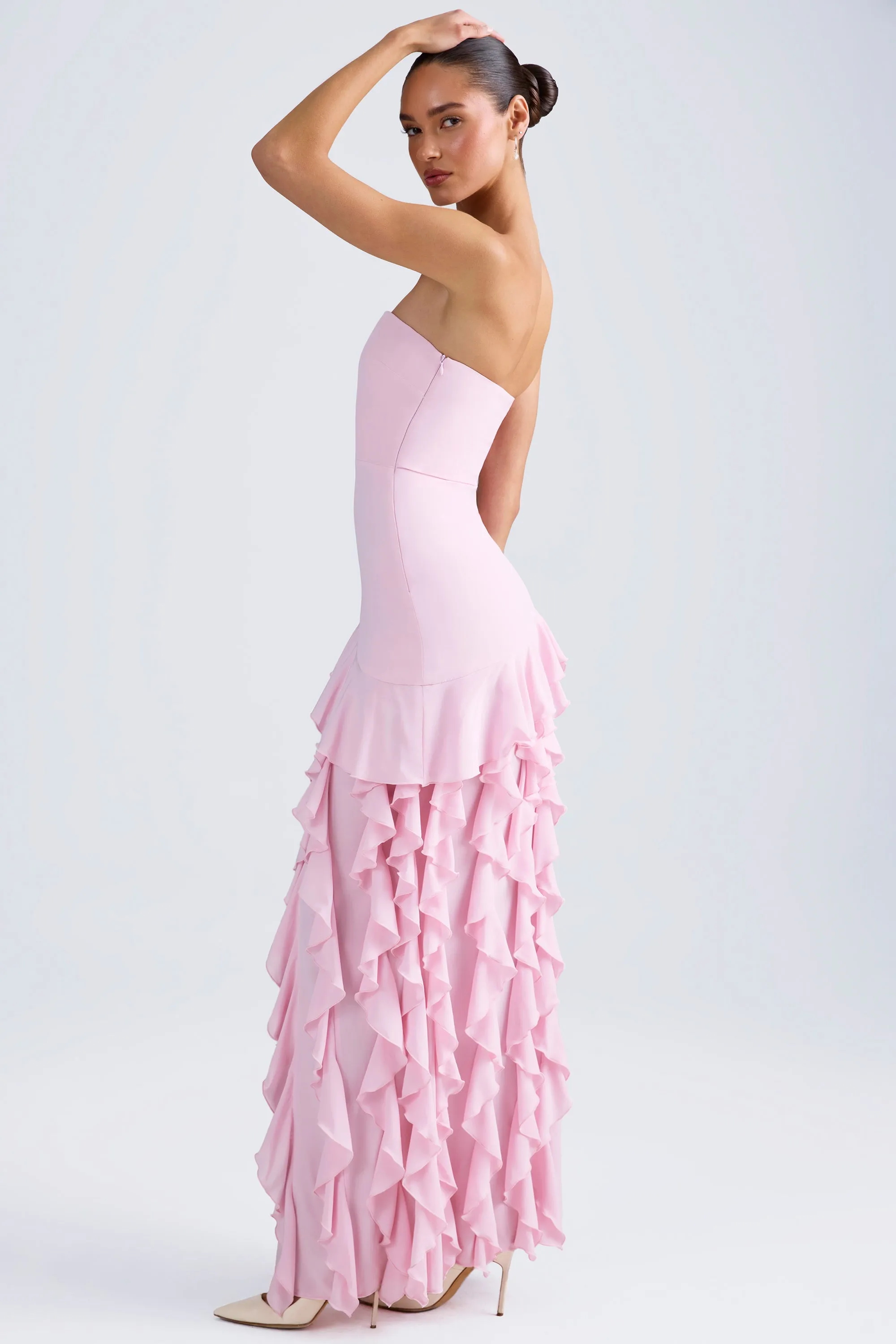 Ruffle-Trim Strapless Gown in Light Pink sold by Oh Polly product image thumbnail 3
