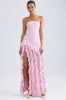 Ruffle-Trim Strapless Gown in Light Pink sold by Oh Polly