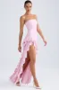 Ruffle-Trim Strapless Gown in Light Pink sold by Oh Polly