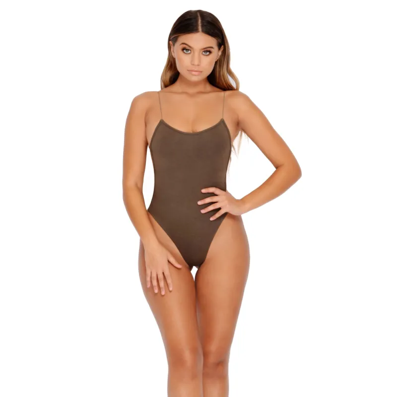 Hope For The Vest Strappy Backless Bodysuit in Khaki sold by Oh Polly