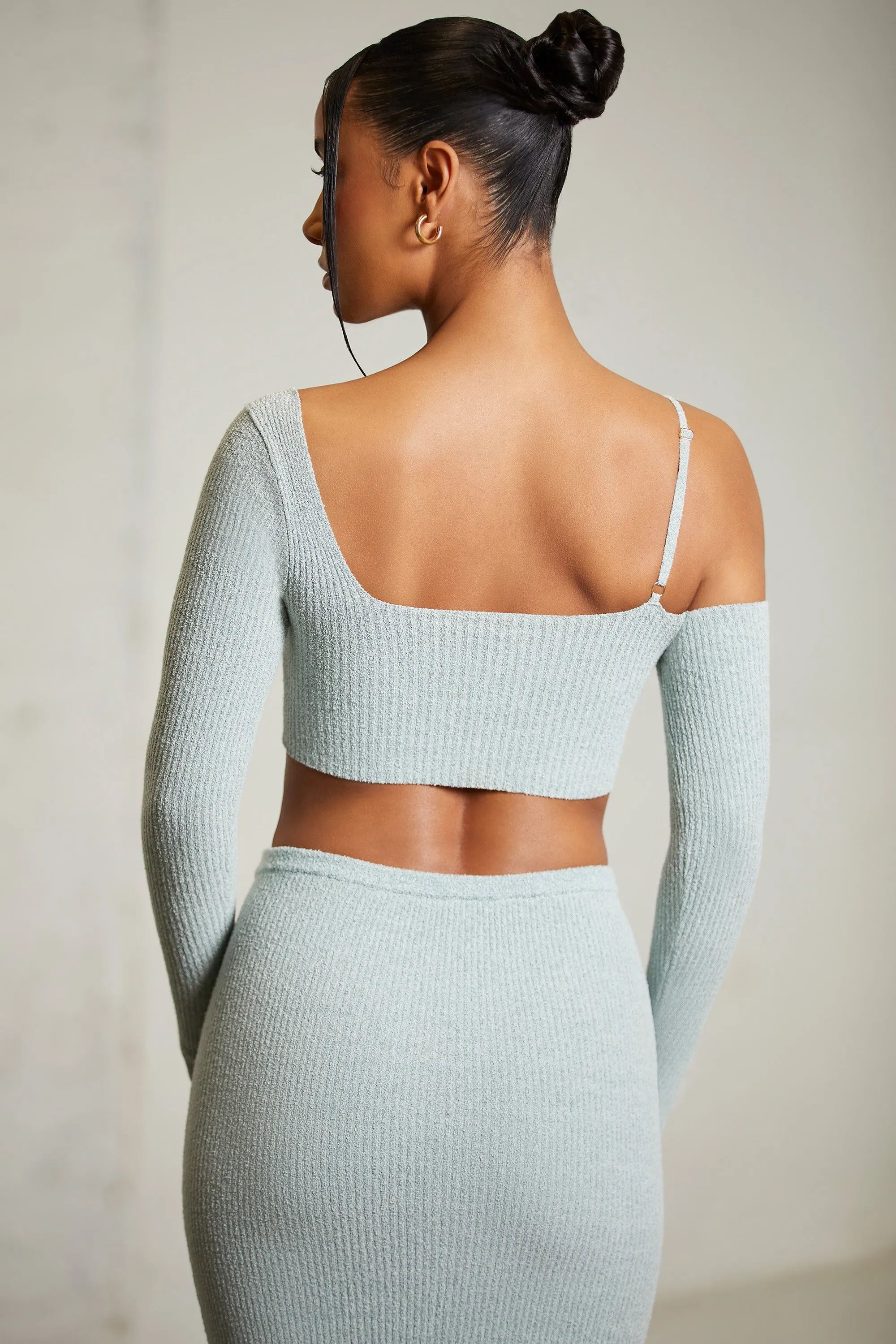 Asymmetric Long Sleeve Crop Top in Mint sold by Oh Polly product image thumbnail 2