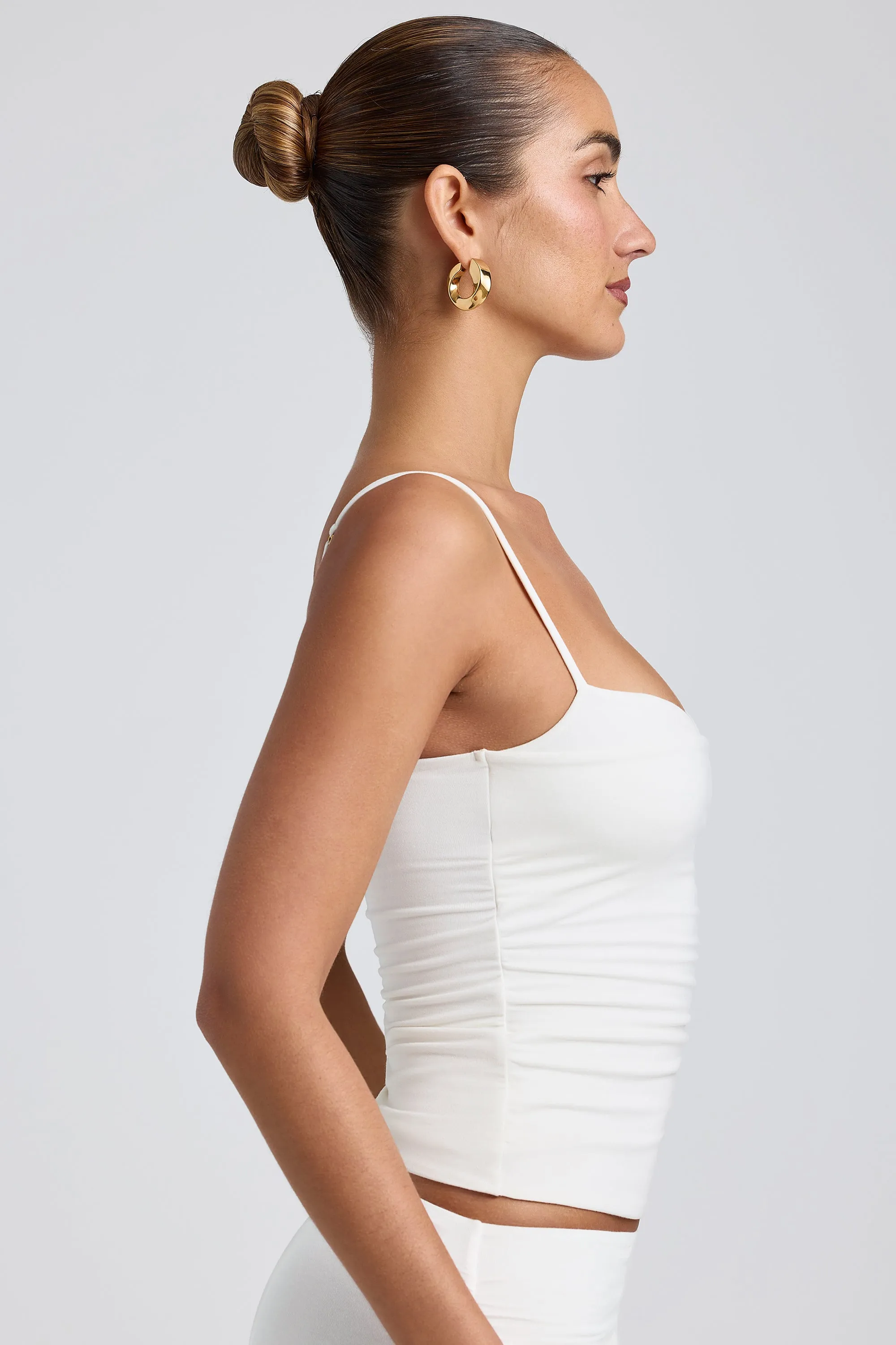 Modal Ruched Layered Tank Top in White sold by Oh Polly product image thumbnail 3