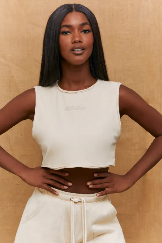 Force Boxy Cropped T-Shirt in Sand made by Oh Polly
