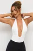 Premium Jersey Plunge Neck Bodysuit in White sold by Oh Polly