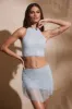 Embellished Mid Rise Mini Skirt in Aqua sold by Oh Polly