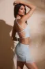 Embellished Mid Rise Mini Skirt in Aqua sold by Oh Polly