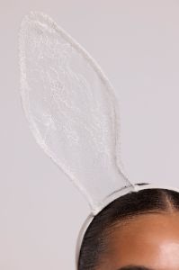 Wired Lace Bunny Ears in White sold by Oh Polly