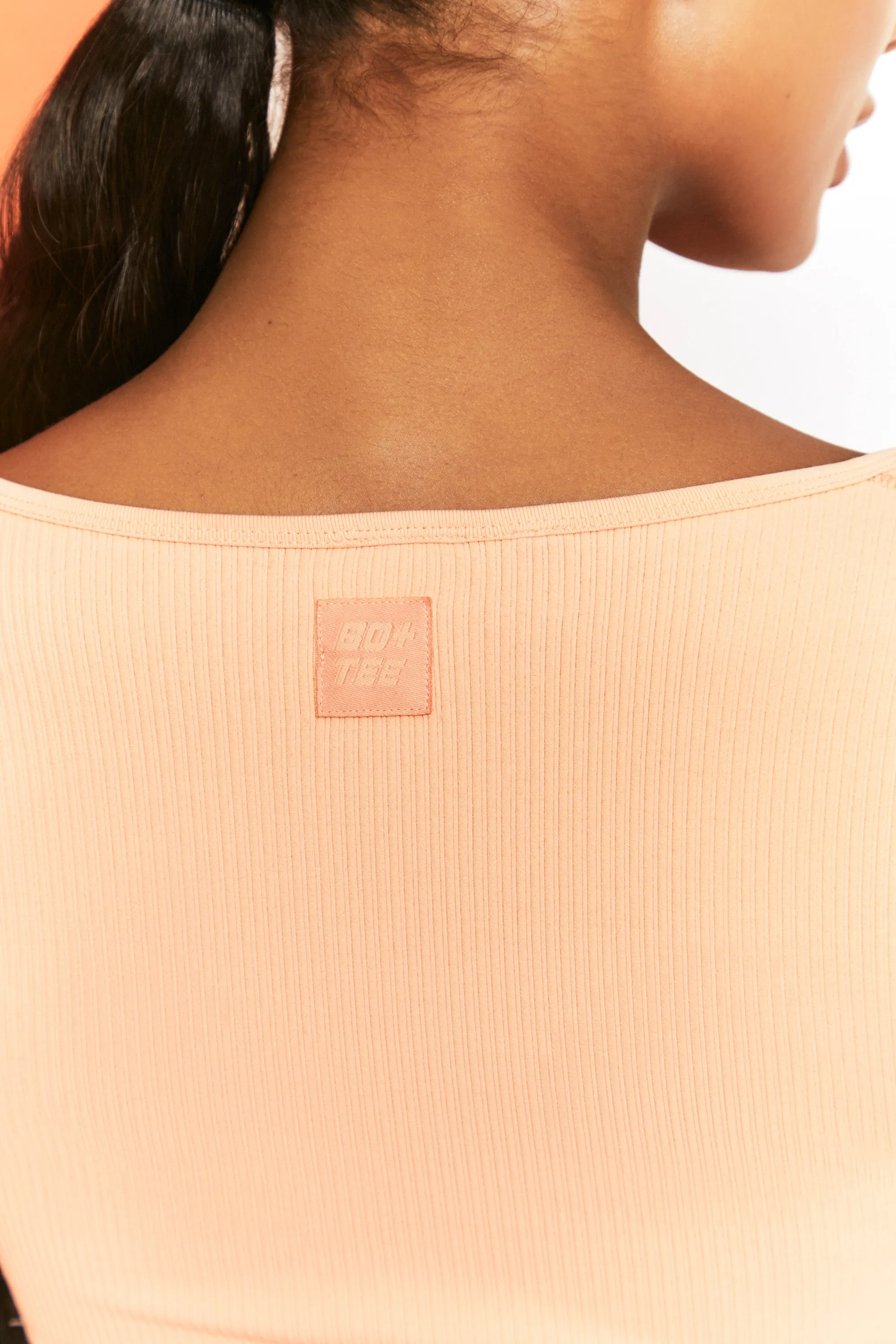 Time Check Ribbed Long Sleeve Crop Top in Peach sold by Oh Polly product image thumbnail 4