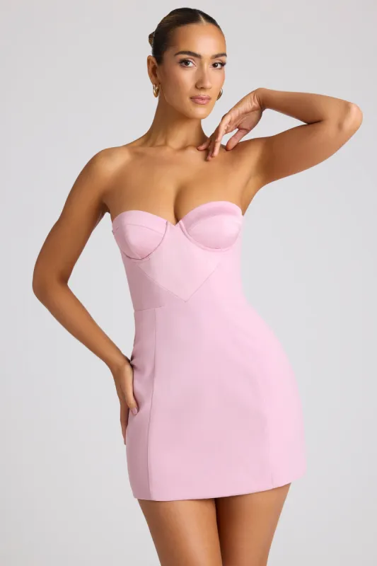 Strapless A-Line Mini Dress in Soft Pink sold by Oh Polly