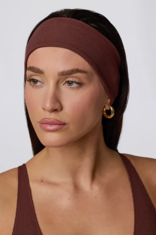 Ribbed Modal Headband in Espresso sold by Oh Polly