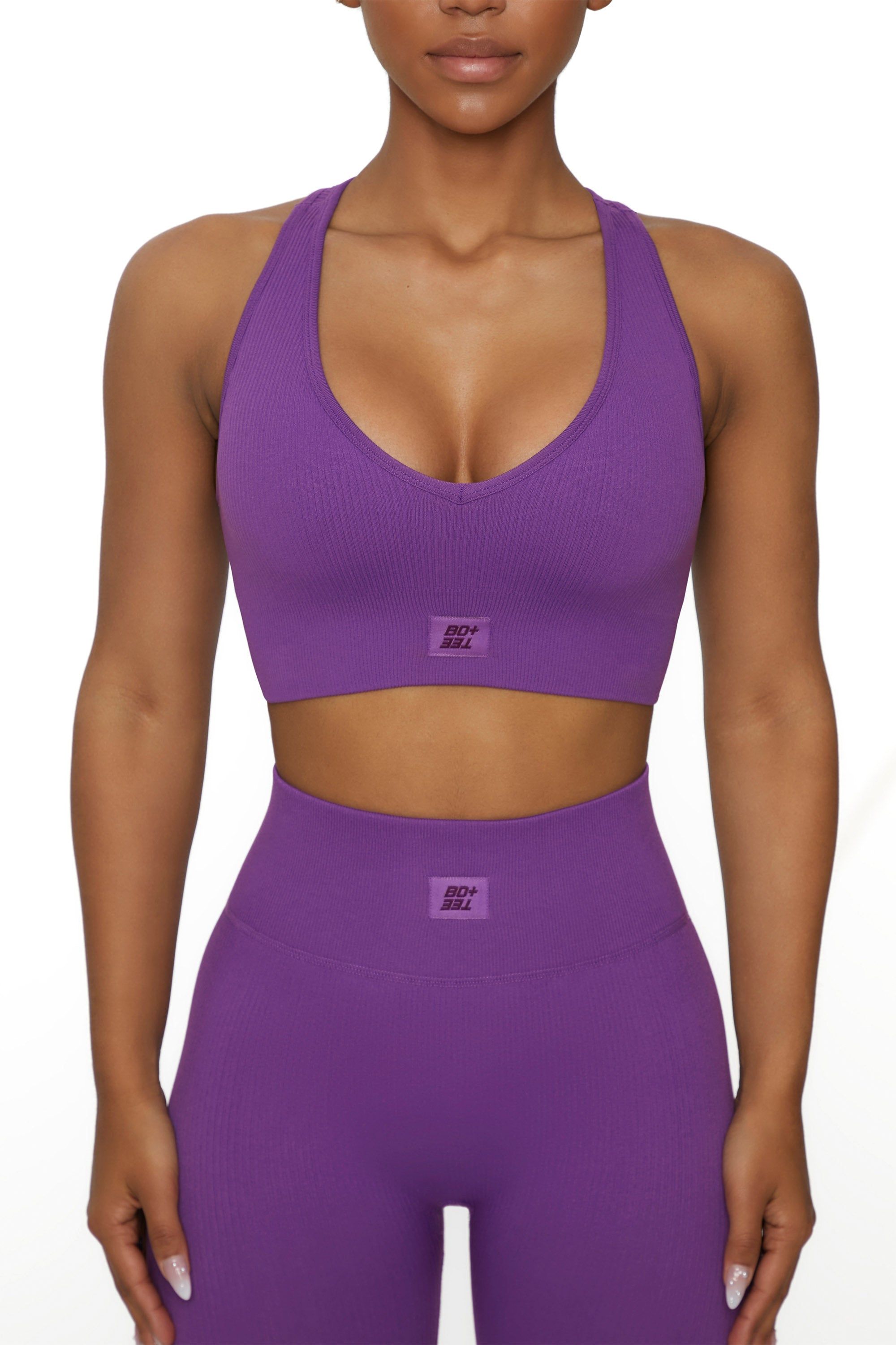 V Neck Sports Bra in Purple sold by Oh Polly product image thumbnail 2