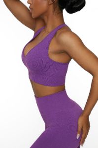 V Neck Sports Bra in Purple sold by Oh Polly