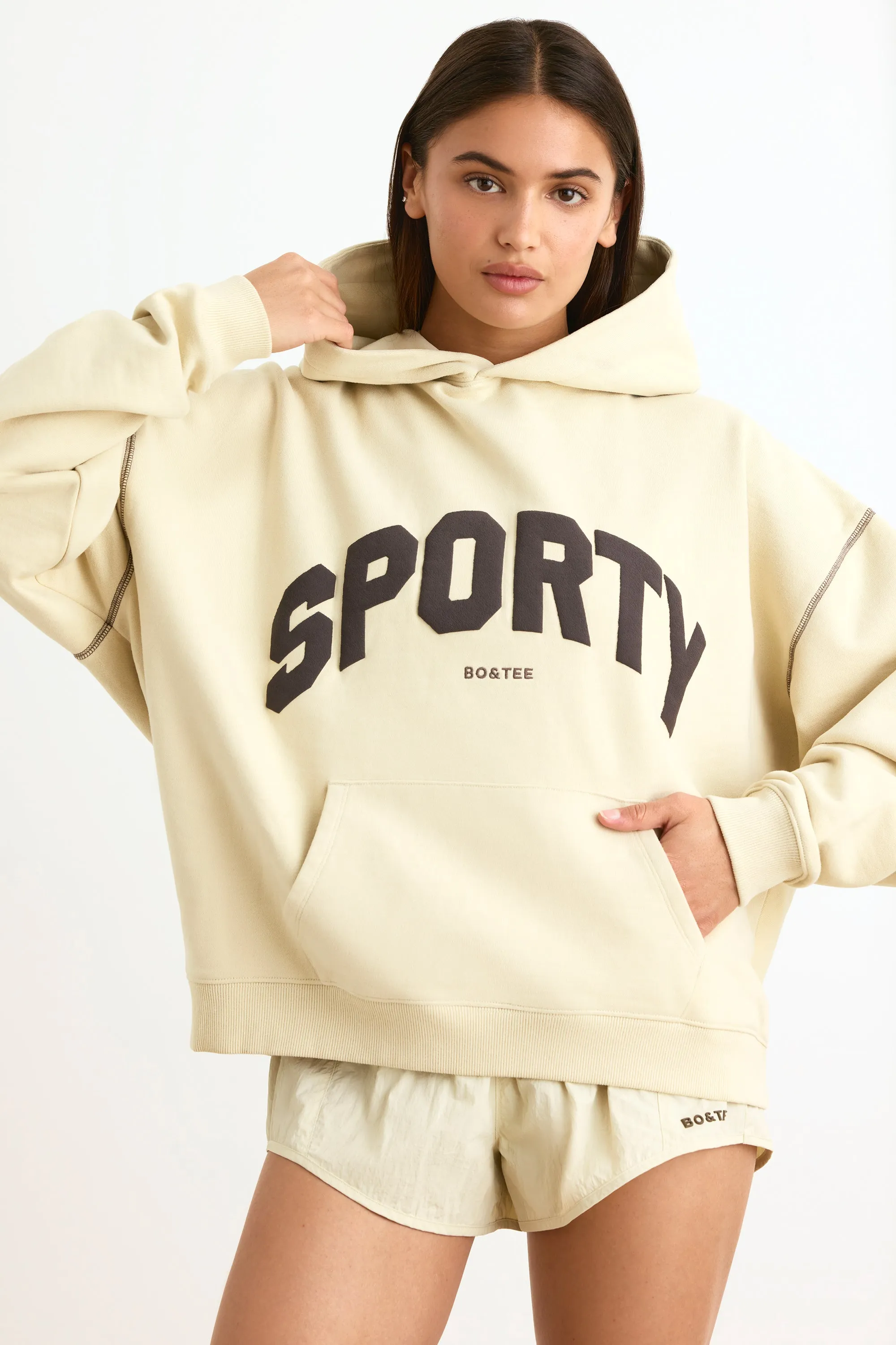 Heavyweight Fleece Oversized Hoodie in Bone sold by Oh Polly product image thumbnail 5