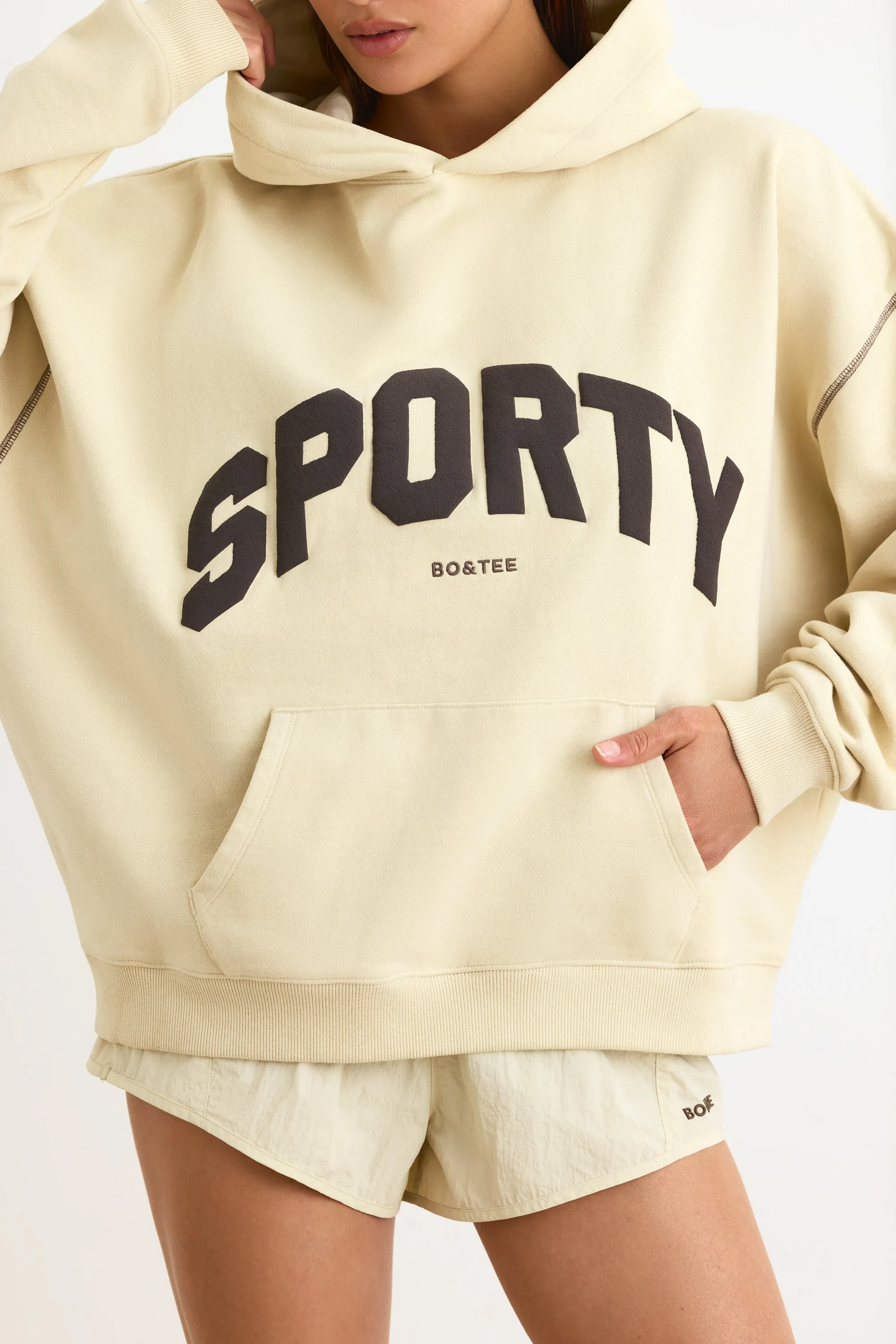 Heavyweight Fleece Oversized Hoodie in Bone sold by Oh Polly product image thumbnail 4