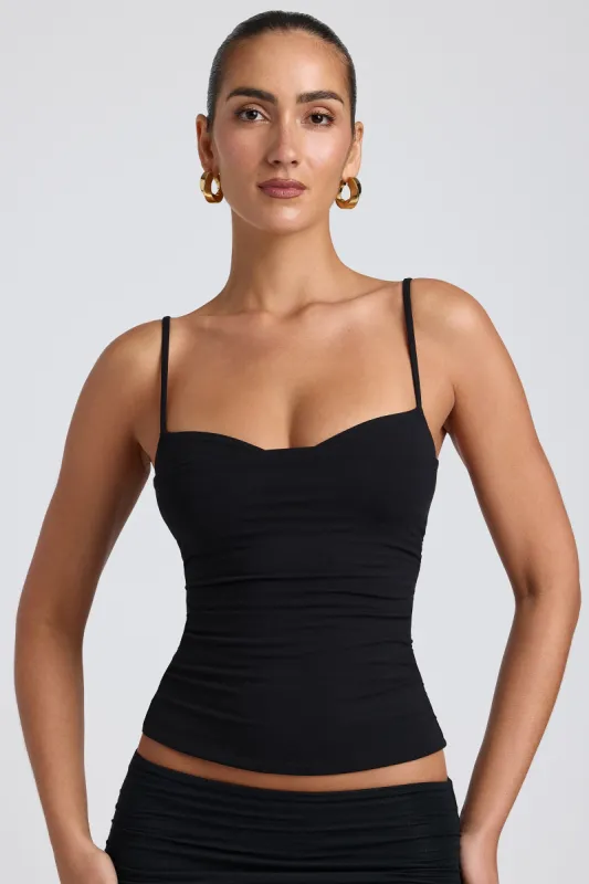 Modal Ruched Layered Tank Top in Black sold by Oh Polly