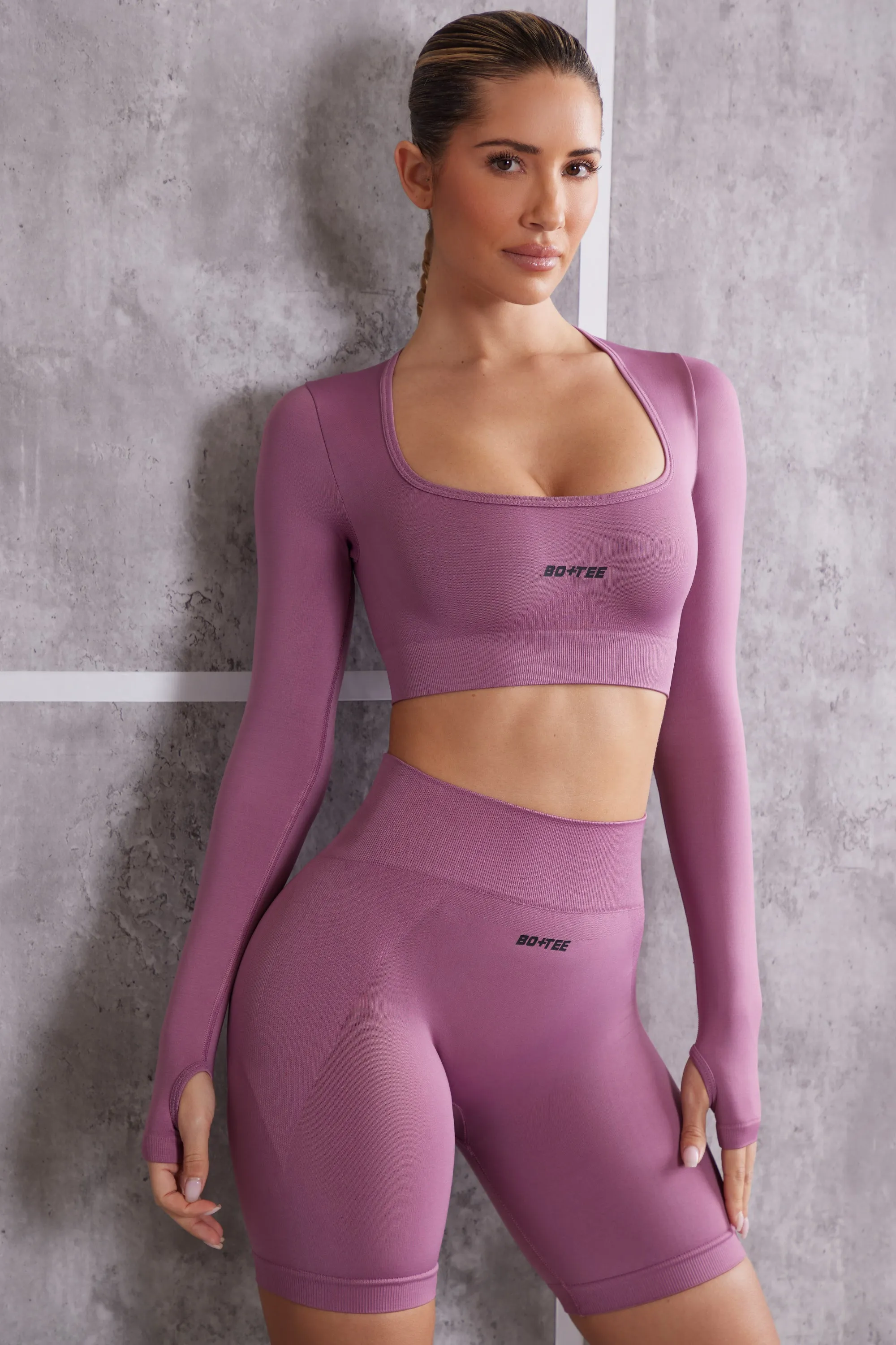 Long Sleeve Crop Top in Mauve sold by Oh Polly