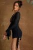 Lace Up Front Mini Dress in Black sold by Oh Polly