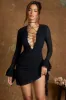 Lace Up Front Mini Dress in Black sold by Oh Polly