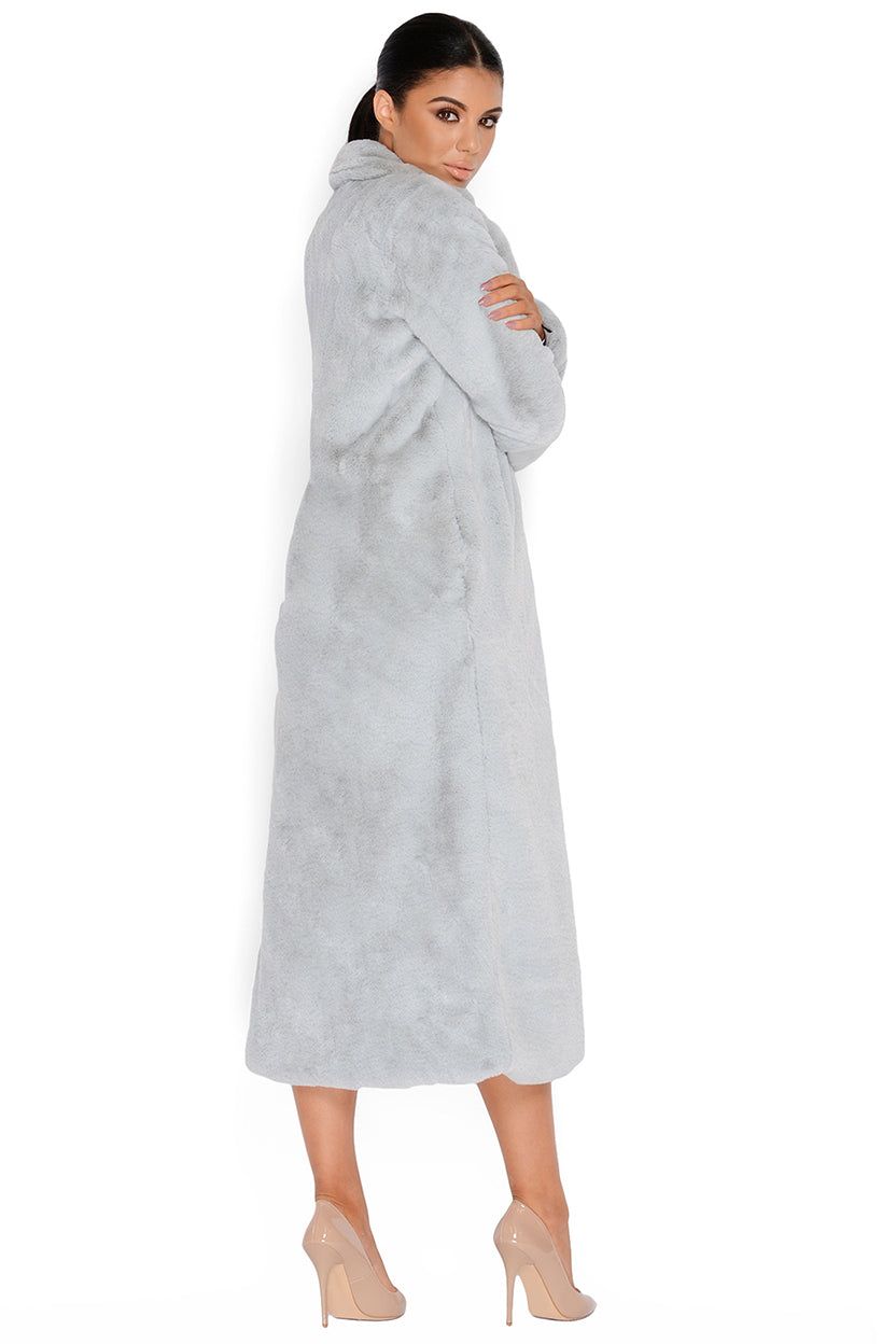 Fur Of Surprises Faux Fur Longline Coat in Grey sold by Oh Polly product image thumbnail 5