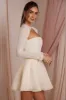 Long Sleeve Tulle Skirt Mini Dress in Ivory sold by Oh Polly