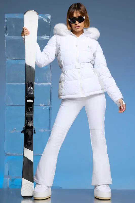 Ski Jacket with Detachable Sleeves in White sold by Oh Polly