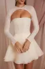 Long Sleeve Tulle Skirt Mini Dress in Ivory sold by Oh Polly