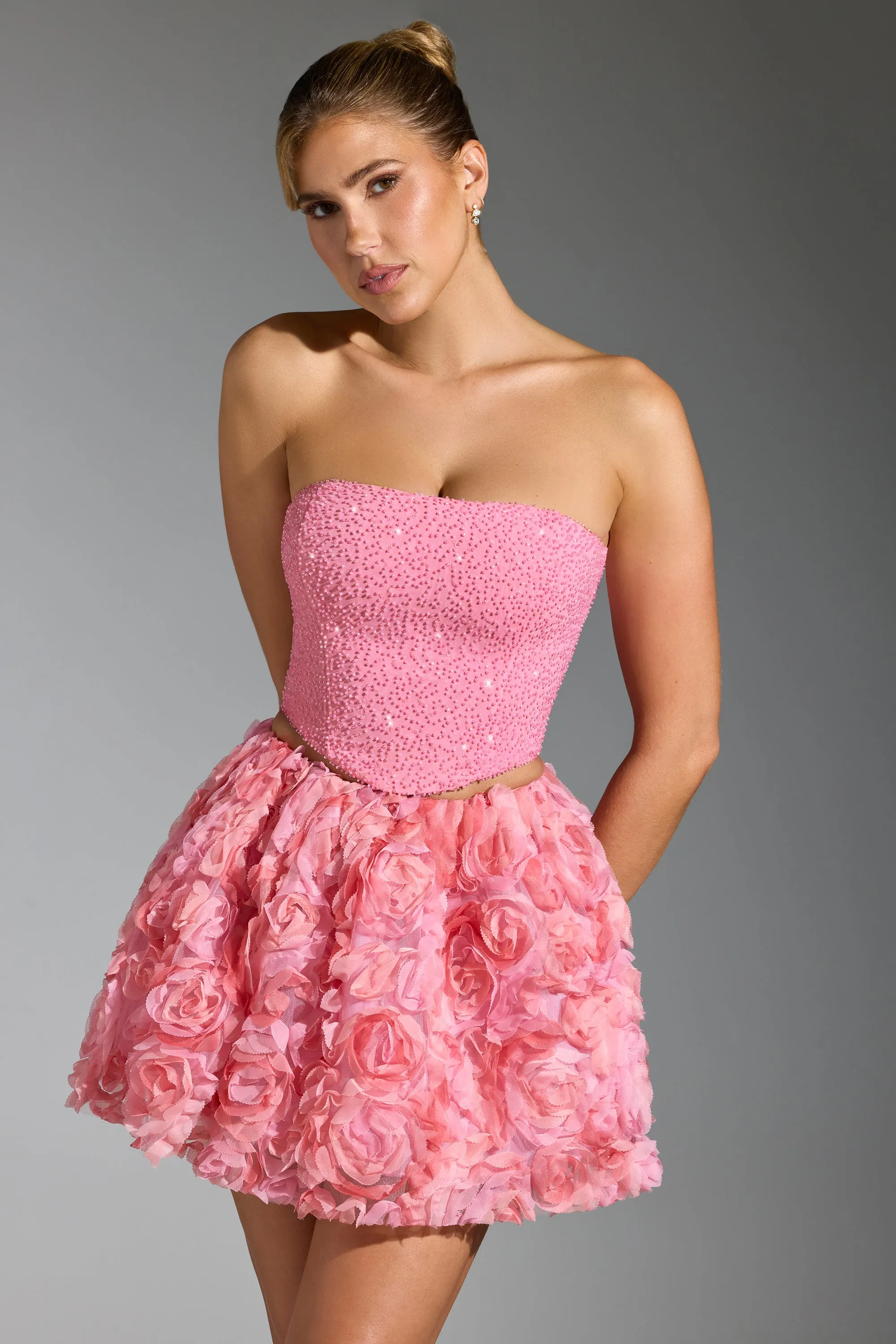 Embellished Corset Top in Pink sold by Oh Polly