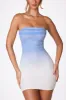 Embellished Strapless Mini Dress in Blue and White Ombré sold by Oh Polly