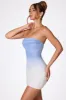 Embellished Strapless Mini Dress in Blue and White Ombré sold by Oh Polly