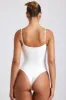 Ribbed Modal Square Neck Bodysuit in White sold by Oh Polly
