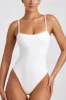 Ribbed Modal Square Neck Bodysuit in White sold by Oh Polly