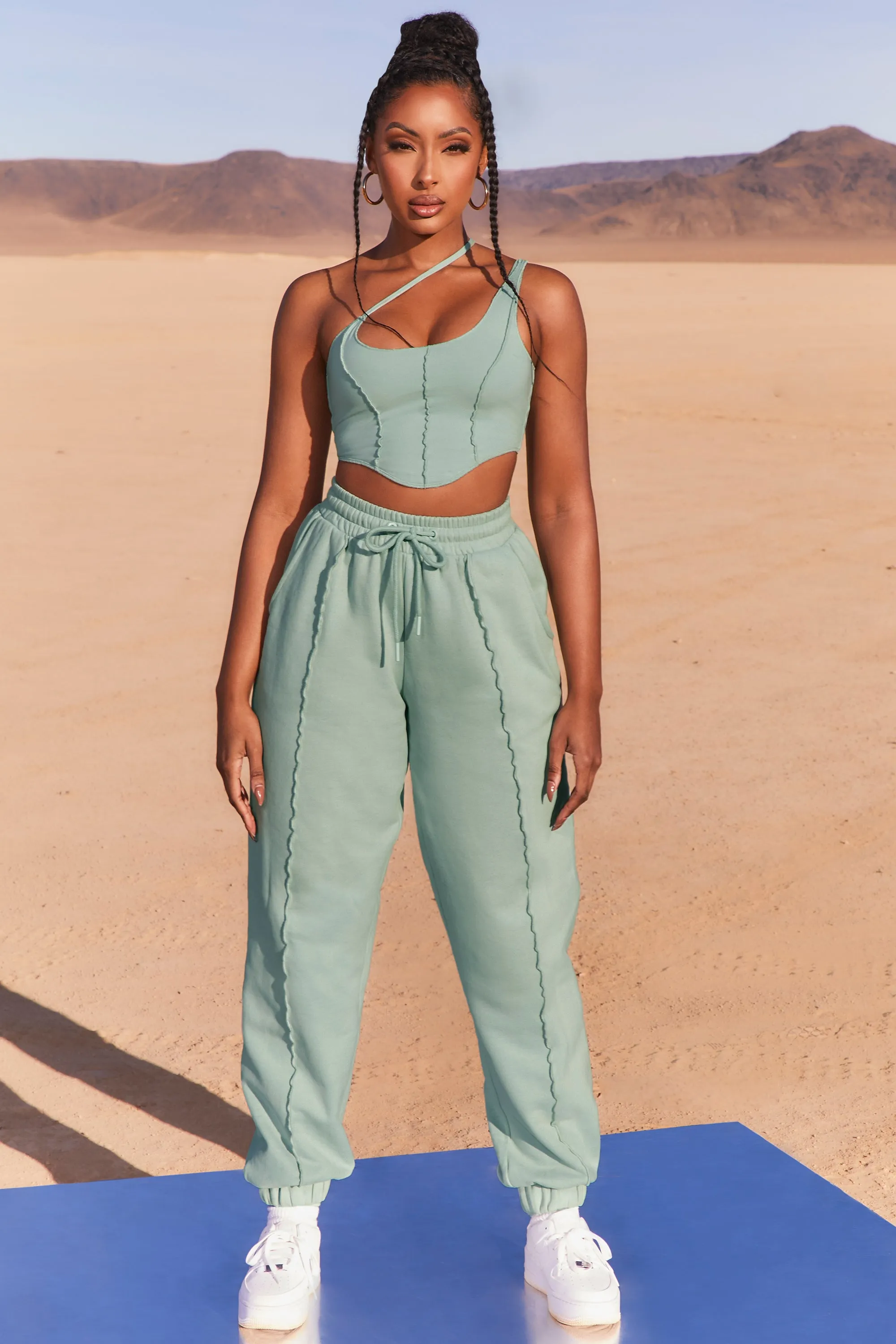 Exposed Seam Asymmetric Crop Top in Blue sold by Oh Polly product image thumbnail 4