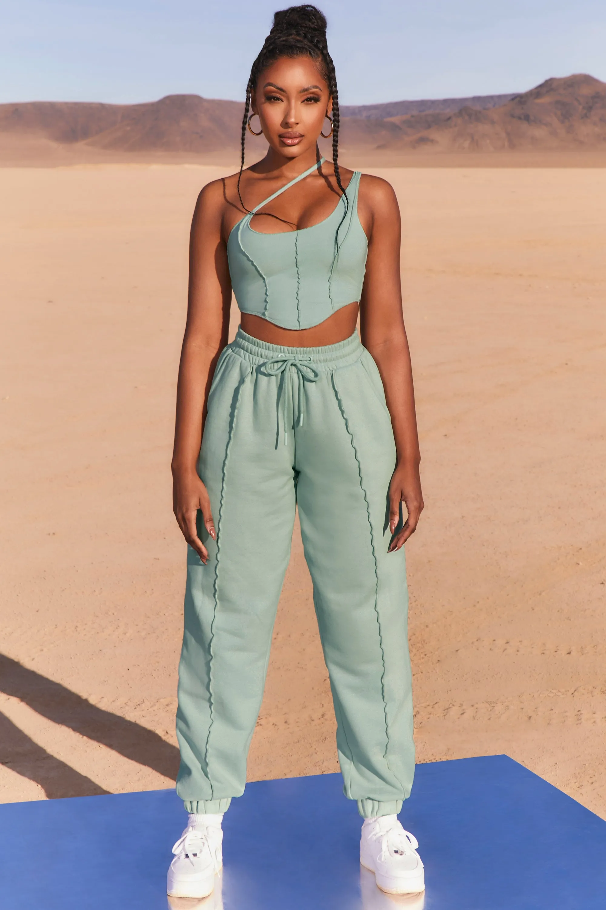 Exposed Seam Asymmetric Crop Top in Blue sold by Oh Polly product image thumbnail 2