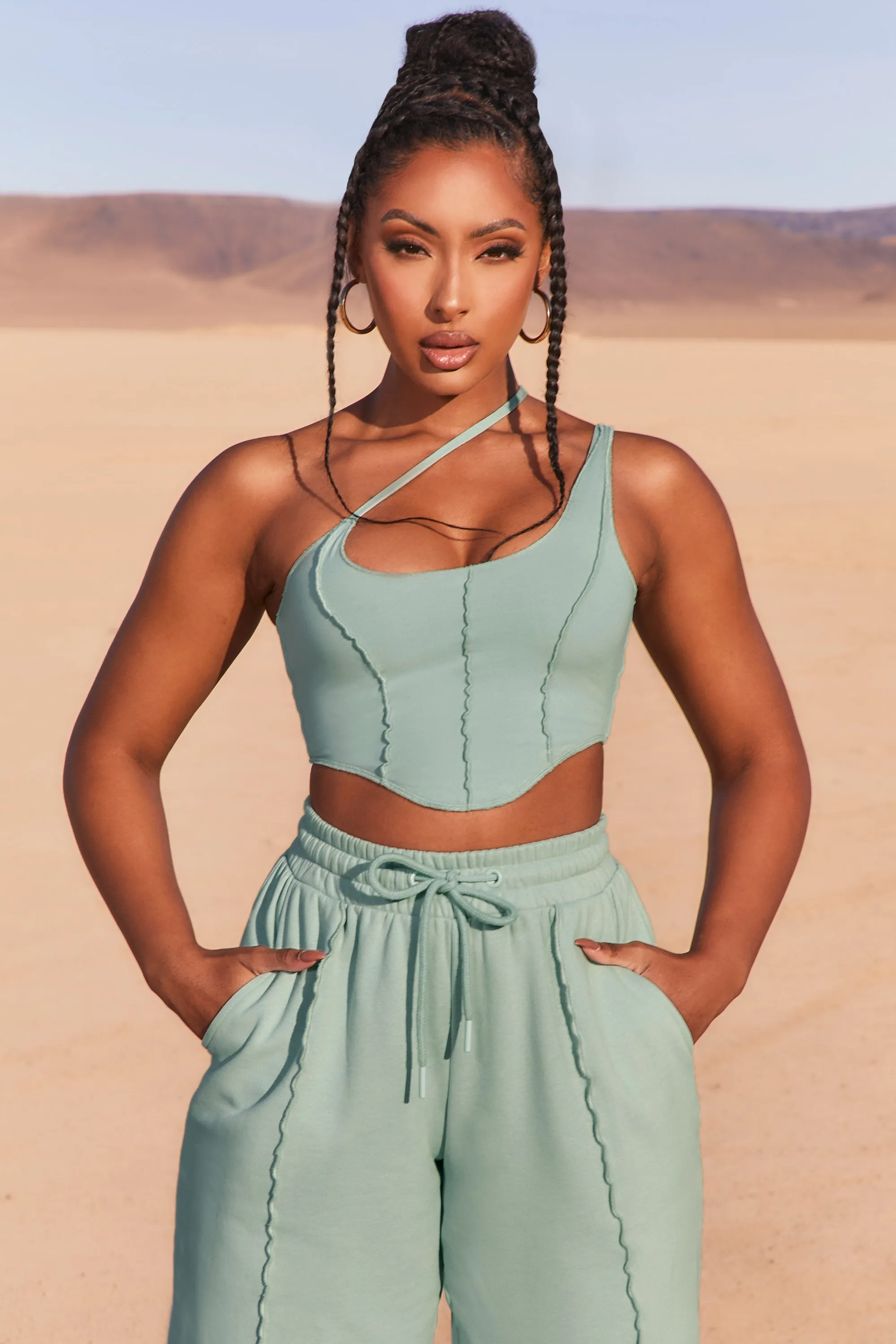 Exposed Seam Asymmetric Crop Top in Blue sold by Oh Polly product image thumbnail 5