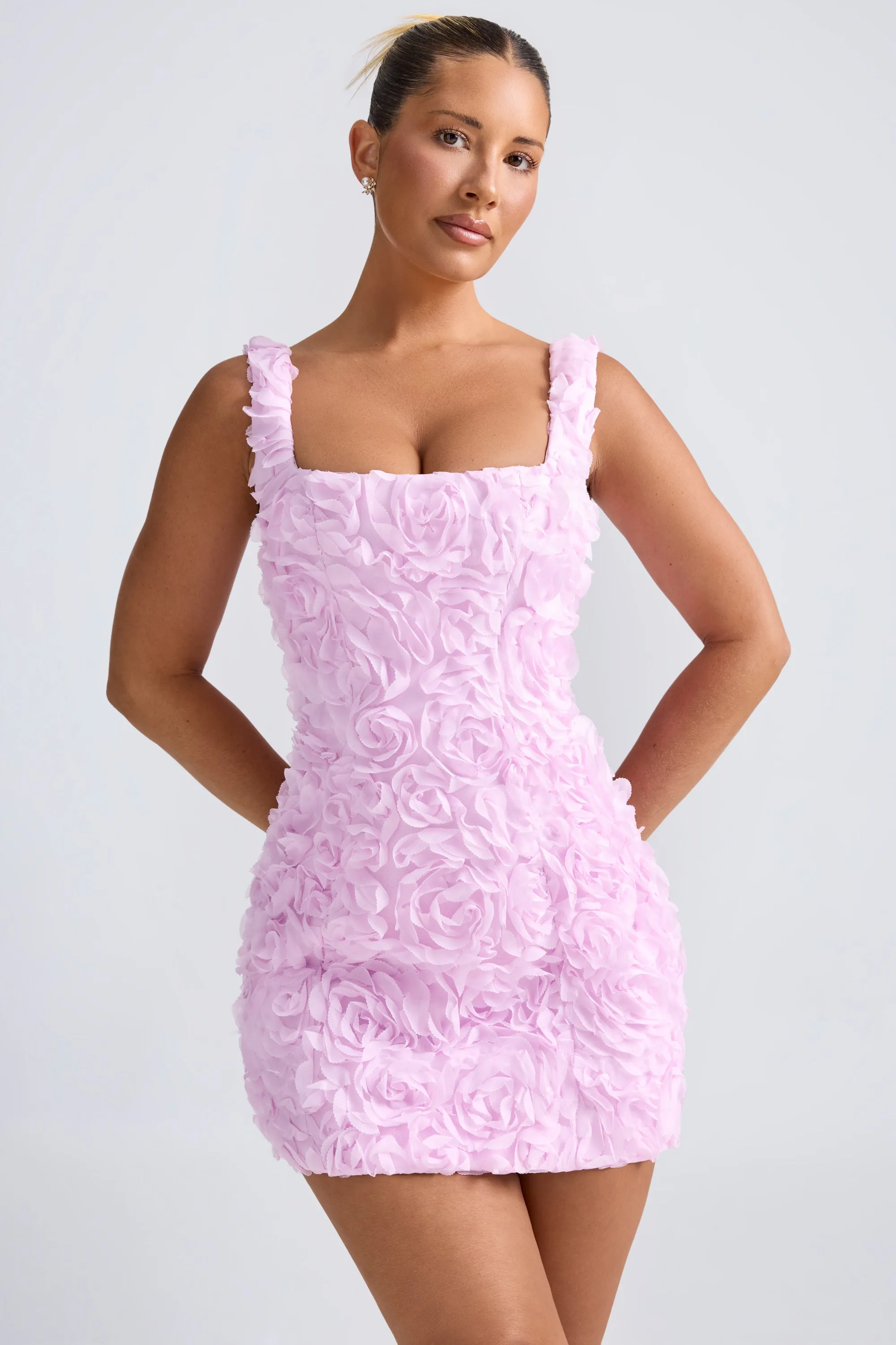 Floral-Appliqué Corset Mini Dress in Lilac sold by Oh Polly product image thumbnail 5