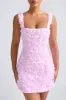 Floral-Appliqué Corset Mini Dress in Lilac sold by Oh Polly