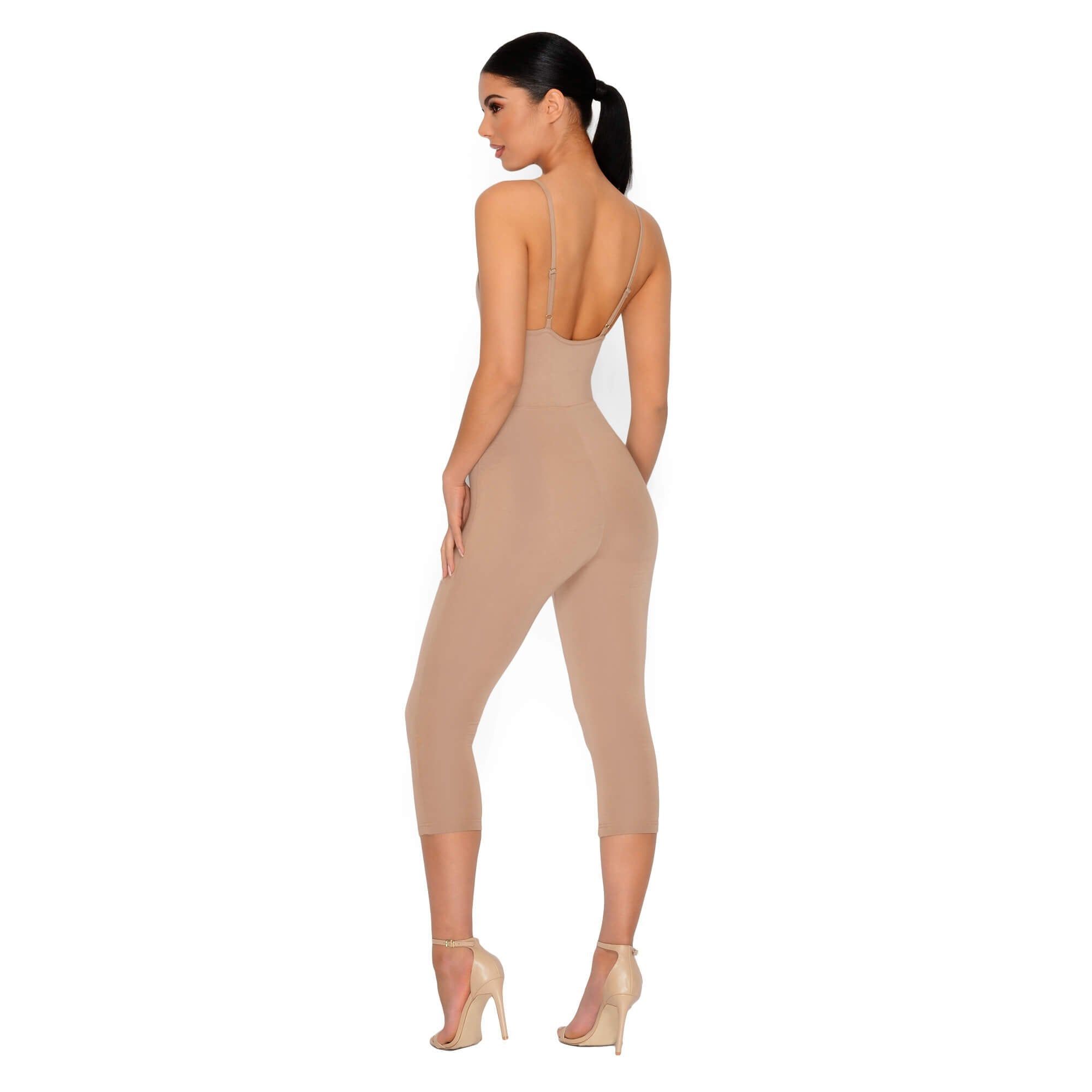 Strap It Together Double Layered Cropped Jumpsuit in Tan sold by Oh Polly product image thumbnail 11